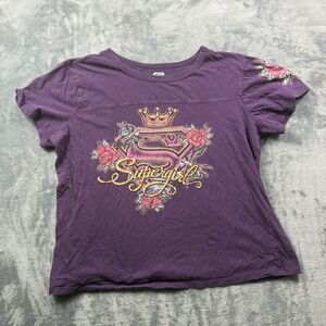 Superman Supergirl Women's T Shirt 4XL DC COMICS Purple Shirt Y2K